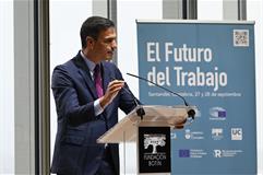 El presidente del Gobierno, Pedro Sánchez, durante su intervención