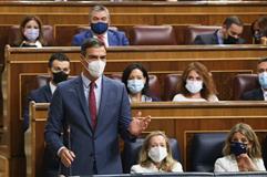 El presidente del Gobierno, Pedro Sánchez, durante la sesión de control en el Congreso de los Diputados