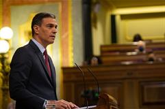 El presidente del Gobierno, Pedro Sánchez, durante su comparecencia ante el Pleno del Congreso de los Diputados