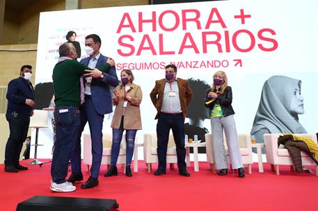 6/04/2022. Pedro Sánchez interviene en el acto de clausura de la Asamblea Confederal de UGT. El presidente del Gobierno, Pedro Sánchez, se s...