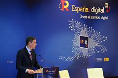 El presidente del Gobierno, Pedro Sánchez, durante su intervención