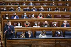 El presidente del Gobierno, Pedro Sánchez, durante la sesión de control en el Congreso