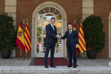 15/07/2022. El presidente del Gobierno recibe al presidente de la Generalitat de Cataluña, Pere Aragonès. El presidente del Gobierno recibe ...