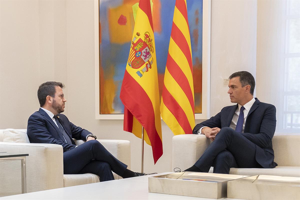 15/07/2022. El presidente del Gobierno recibe al presidente de la Generalitat de Cataluña, Pere Aragonès.. El presidente del Gobierno se reú...