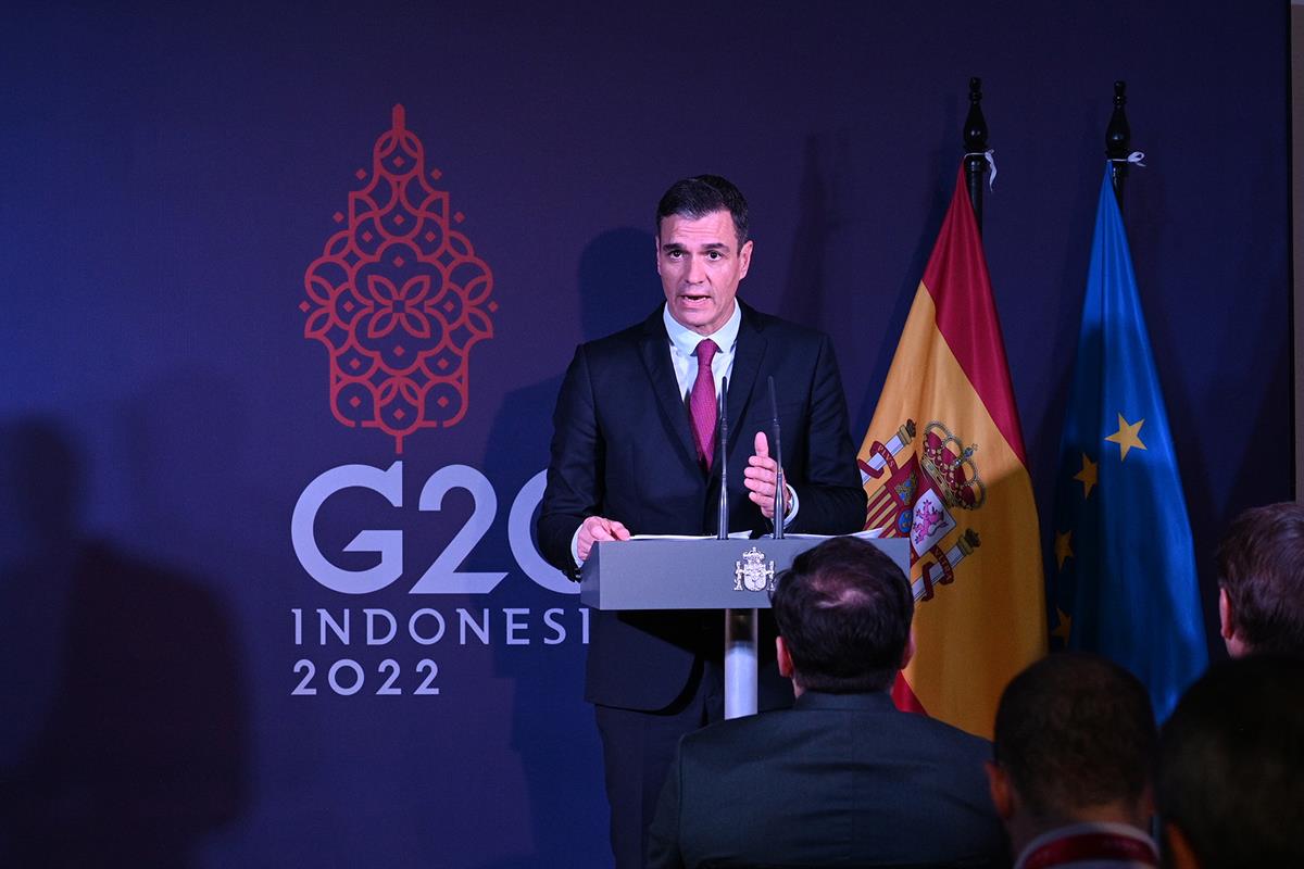 16/11/2022. Pedro Sánchez participa en la Cumbre del G20 (segunda jornada)