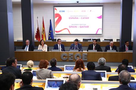 18/05/2022. Pedro Sánchez participa en el acto inaugural del foro empresarial España-Catar. El presidente del Gobierno, Pedro Sánchez, parti...