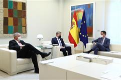 El presidente del Gobierno, Pedro Sánchez, durante la reunión