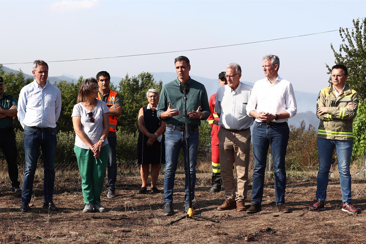 19/07/2022. Pedro Sánchez visita las zonas afectadas por los incendios en Ourense