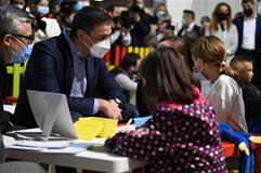 El presidente del Gobierno, Pedro Sánchez, durante la visita