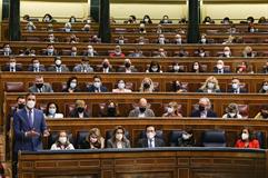 El presidente del Gobierno, Pedro Sánchez, durante la sesión de control en el Congreso de los Diputados