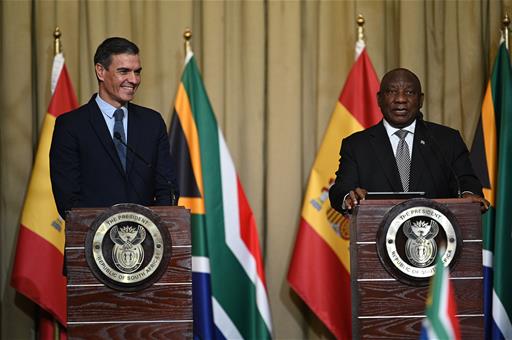 27/10/2022. Trip by the President of the Government of Spain to South Africa. Institutional statement by the President of the Government of ...