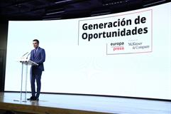 El presidente del Gobierno, Pedro Sánchez, durante su intervención