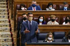 Pedro Sánchez durante su comparecencia en la sesión de control