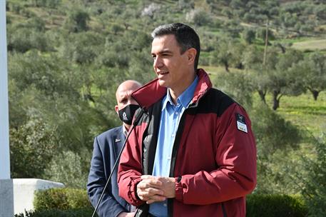 31/01/2022. Pedro Sánchez visita el Parque Nacional de la Sierra de las Nieves. El presidente del Gobierno, Pedro Sánchez, durante una decla...