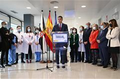 El presidente del Gobierno, Pedro Sánchez, durante su intervención en el acto