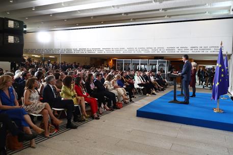 3/07/2023. Pedro Sánchez preside la reunión del Colegio de Comisarios de la Unión Europea. Comparecencia conjunta del presidente del Gobiern...