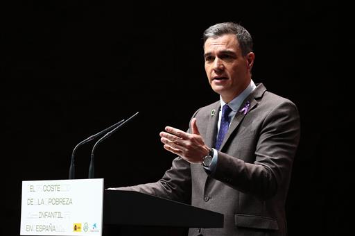 6/03/2023. Pedro Sánchez intervenes in the presentation of the study 'The cost of child poverty in Spain'. The President of the Government o...