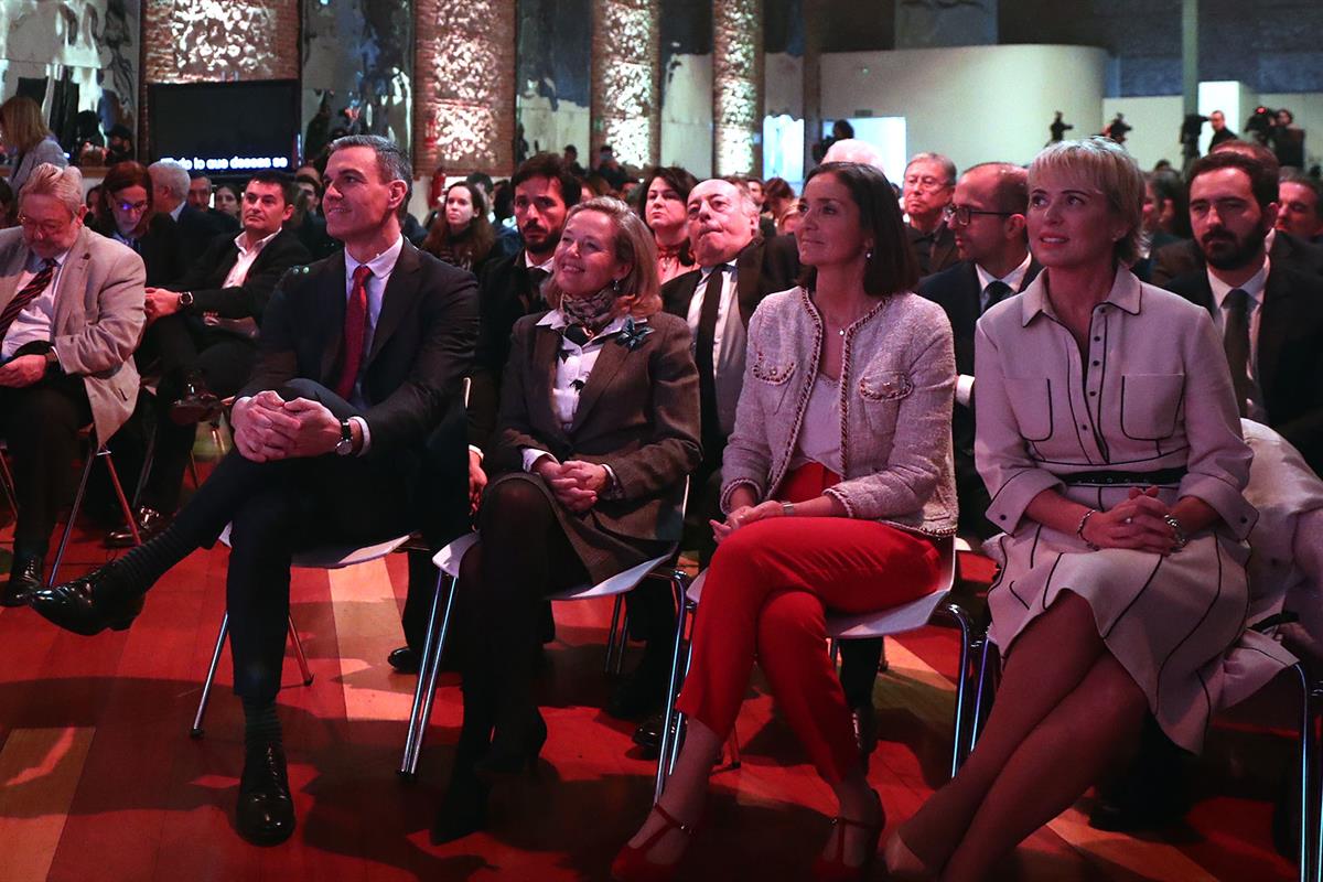 8/02/2023. Pedro Sánchez clausura el acto 'Emprendiendo el futuro que queremos'. El presidente del Gobierno, Pedro Sánchez, durante el acto,...