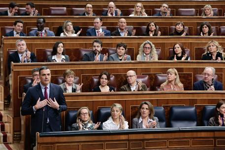 8/02/2023. Pedro Sánchez asiste a la sesión de control en el Congreso. El presidente del Gobierno, Pedro Sánchez, interviene en la sesión de...