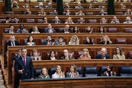 8/02/2023. Pedro Sánchez asiste a la sesión de control en el Congreso. El presidente del Gobierno, Pedro Sánchez, durante la sesión del cont...