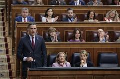 El presidente del Gobierno, Pedro Sánchez, durante la sesión de control en el Congreso