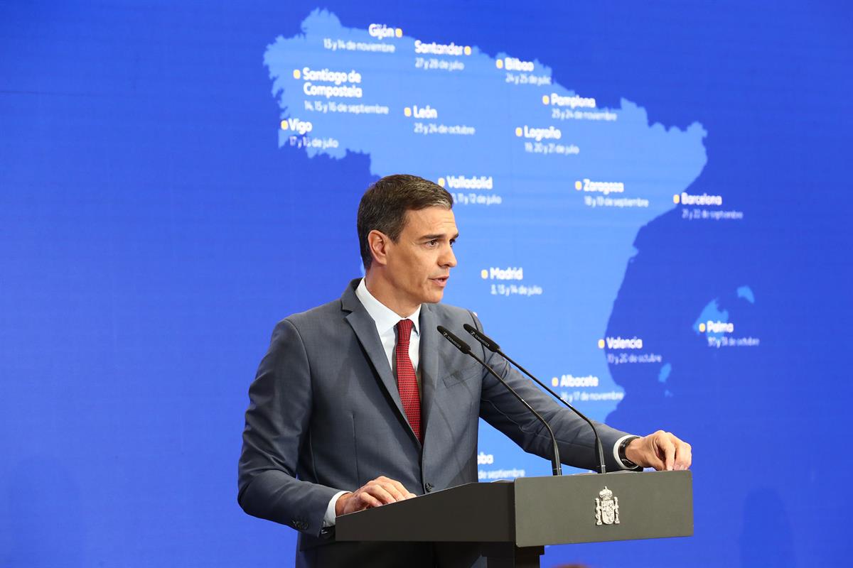 15/06/2023. Pedro Sánchez presenta las prioridades de la Presidencia española de la Unión Europea. El presidente del Gobierno, Pedro Sánchez...