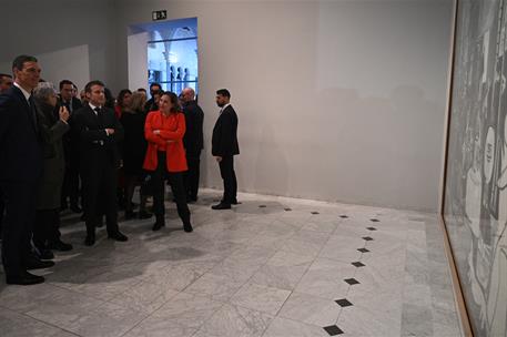 19/01/2023. XXVII Cumbre España-Francia - visita al Museo Picasso. El presidente del Gobierno, Pedro Sánchez, junto al presidente de la Repú...
