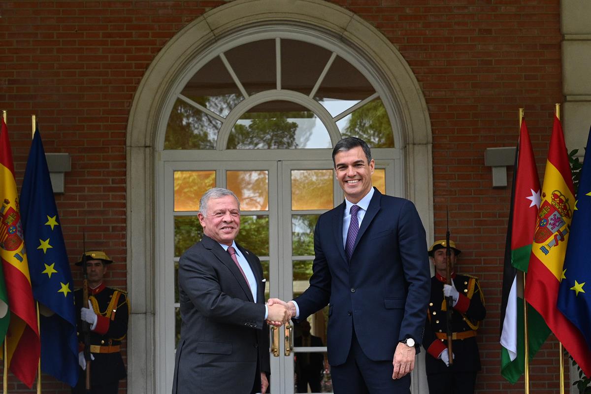 19/06/2023. Pedro Sánchez recibe al rey de Jordania, Abdalá II bin Al Husein. El presidente del Gobierno, Pedro Sánchez, recibe al rey de Jo...