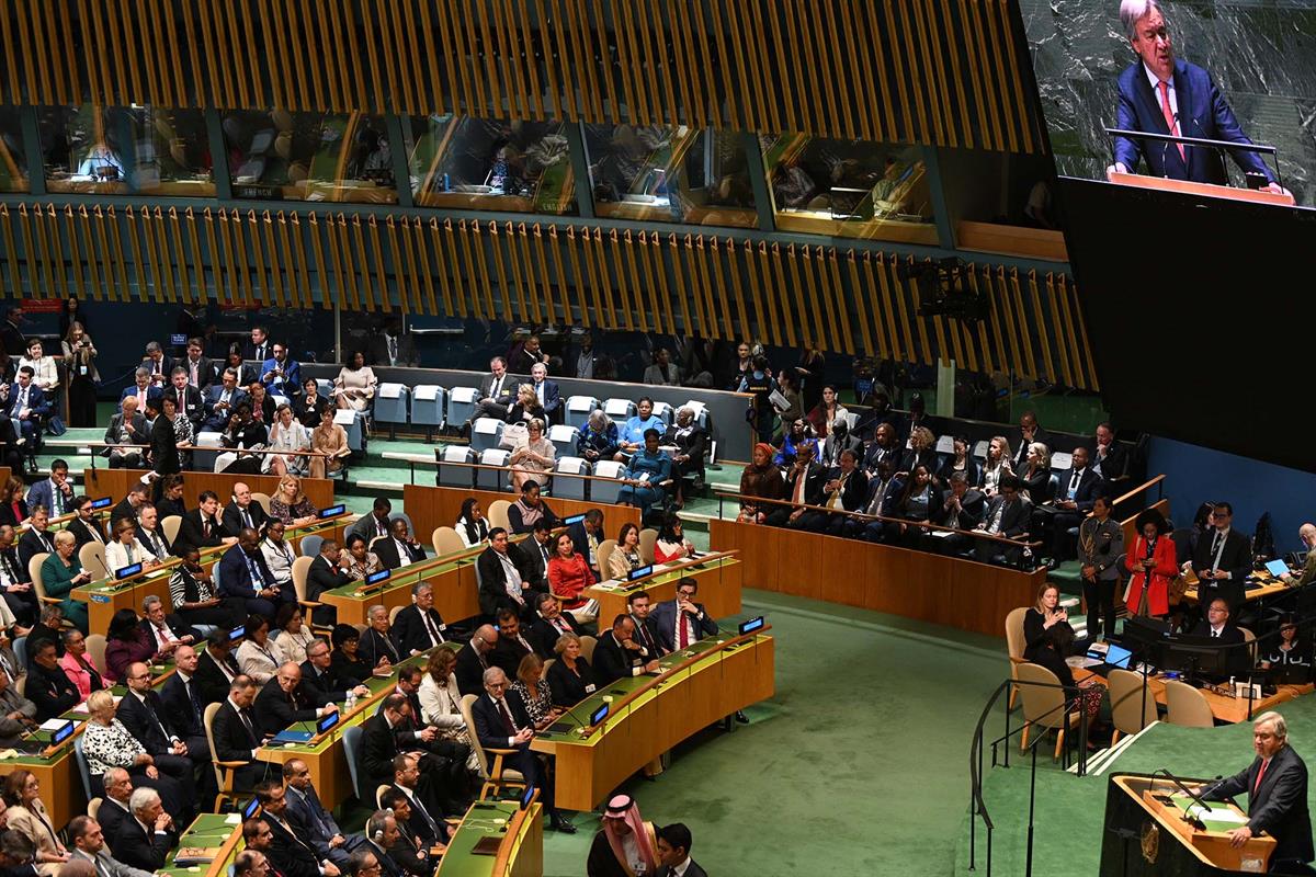 19/09/2023. Pedro Sánchez asiste a la Asamblea General de Naciones Unidas. El presidente del Gobierno en funciones, Pedro Sánchez, junto a l...