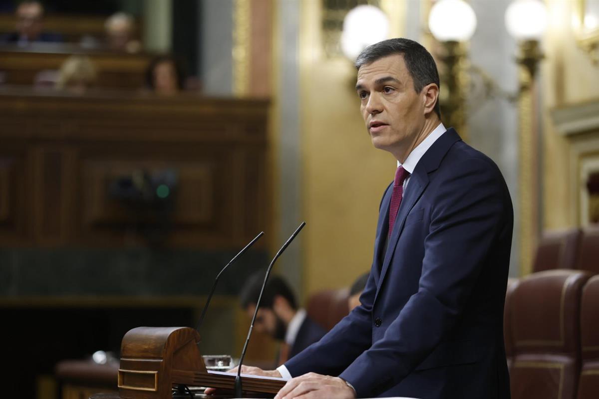 20/12/2023. Comparecencia del presidente del Gobierno en el Congreso de los Diputados. El presidente del Gobierno, Pedro Sánchez, durante su...