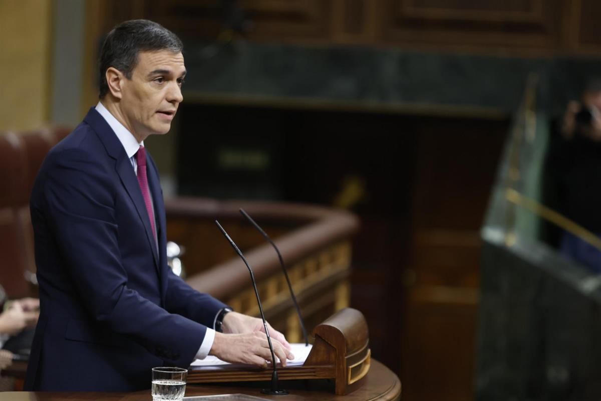 20/12/2023. Comparecencia del presidente del Gobierno en el Congreso de los Diputados. El presidente del Gobierno, Pedro Sánchez, durante su...