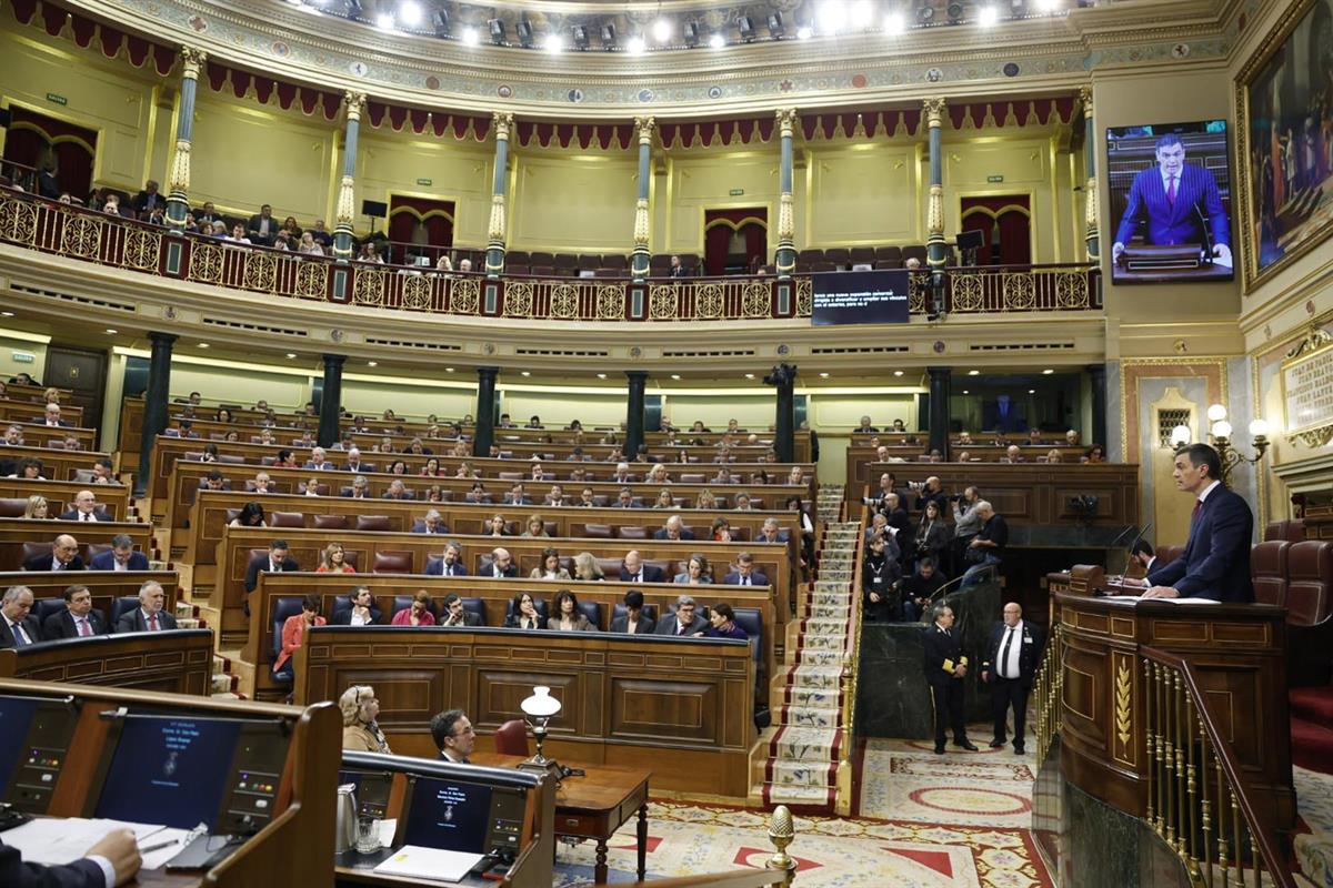 20/12/2023. Comparecencia del presidente del Gobierno en el Congreso de los Diputados. El presidente del Gobierno, Pedro Sánchez, durante su...