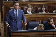 El presidente del Gobierno, Pedro Sánchez, durante una de sus intervenciones en la sesión de control en el Congreso