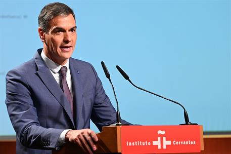 26/09/2023. Pedro S&#225;nchez clausura el acto del D&#237;a Europeo de las Lenguas. El presidente del Gobierno en funciones, Pedro S&#225;nchez, durante s...