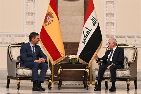 28/12/2023. Pedro Sánchez visita la República de Irak. El presidente del Gobierno, Pedro Sánchez, y presidente de la República de Irak, Abdu...