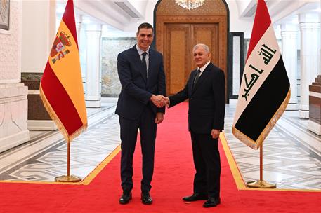 28/12/2023. Pedro Sánchez visita la República de Irak. El presidente del Gobierno, Pedro Sánchez, y el presidente de la República de Irak, A...