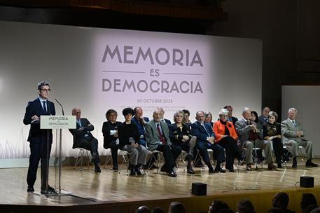 30/10/2023. El ministro de la Presidencia, Relaciones con las Cortes y Memoria Democrática en funciones, Félix Bolaños, durante su intervención en ...