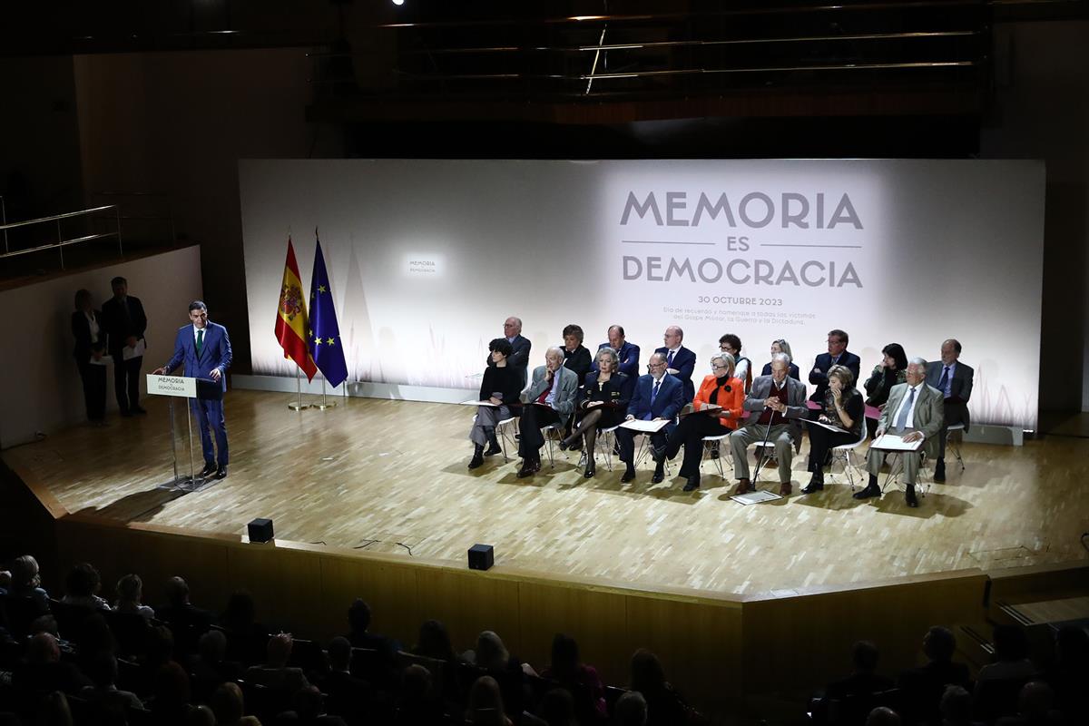 30/10/2023. El presidente del Gobierno en funciones, Pedro Sánchez, durante su intervención en el acto.