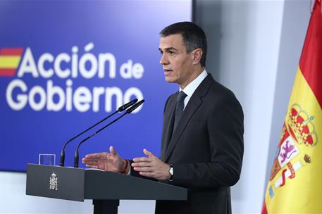 2/11/2024. Pedro S&#225;nchez comparece tras el comit&#233; de crisis para el seguimiento de los efectos de la DANA. El presidente del Gobierno, Pedro...