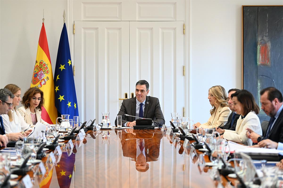 3/12/2024. Pedro Sánchez chairs the meeting of the Interministerial Commission for the Recovery, Transformation and Resilience Plan. Pedro S...