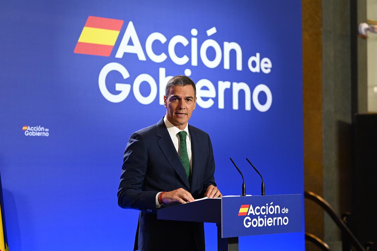 4/09/2024. El presidente del Gobierno inaugura el curso político. El presidente del Gobierno, Pedro Sánchez, durante su intervención en el a...