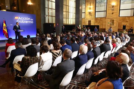 4/09/2024. El presidente del Gobierno inaugura el curso pol&#237;tico. El presidente del Gobierno, Pedro S&#225;nchez, durante su intervenci&#243;n en el a...