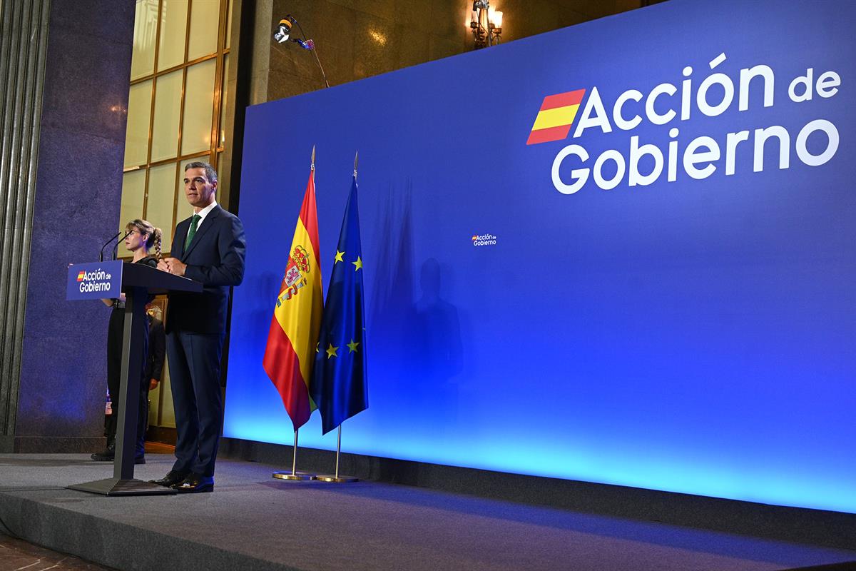 4/09/2024. El presidente del Gobierno inaugura el curso político. El presidente del Gobierno, Pedro Sánchez, durante su intervención en el a...