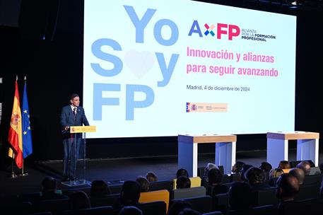 Pedro Sánchez interviene en el acto de firma para el lanzamiento de varios 'hub' de la Alianza para la Formación Profesional