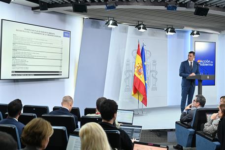 5/11/2024. Pedro Sánchez appears before the media after the meeting of the Council of Ministers. The President of the Government of Spain, P...