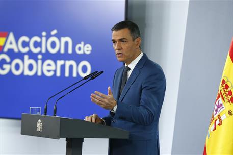 5/11/2024. Comparecencia de Pedro Sánchez tras la reunión del Consejo de Ministros. El presidente del Gobierno, Pedro Sánchez, en su interve...