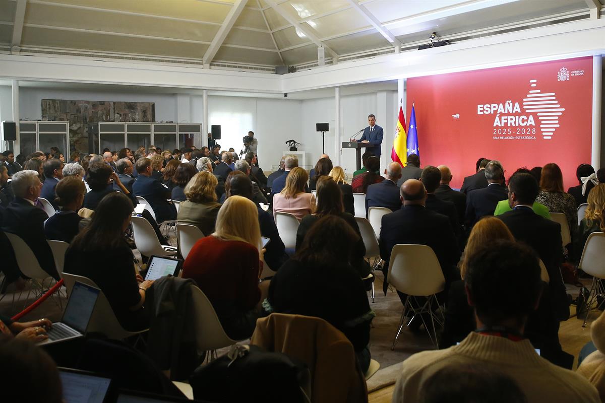 Pedro Sánchez, durante la presentación de la Estrategia España-África 2025-2028