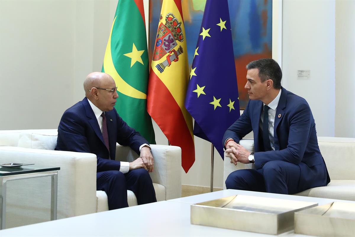 5/12/2024. Pedro Sánchez recibe al presidente de Mauritania, Mohamed Ould Ghazouani. El presidente del Gobierno, Pedro Sánchez, y el preside...