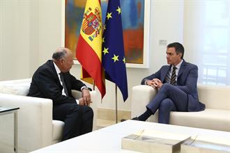 3/06/2024. The President of the Government of Spain meets with the Egyptian Foreign Minister, Sameh Shoukry. Meeting between the President o...