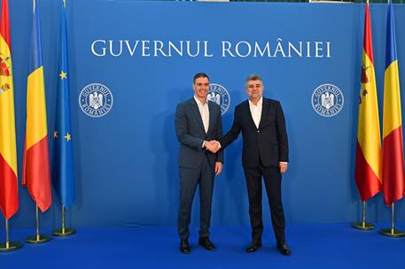 6/07/2024. Pedro S&#225;nchez holds a meeting with the Prime Minister of Romania. The President of the Government of Spain, Pedro S&#225;nchez, and th...